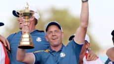 Luke Donald with the Ryder Cup after Team Europe's win