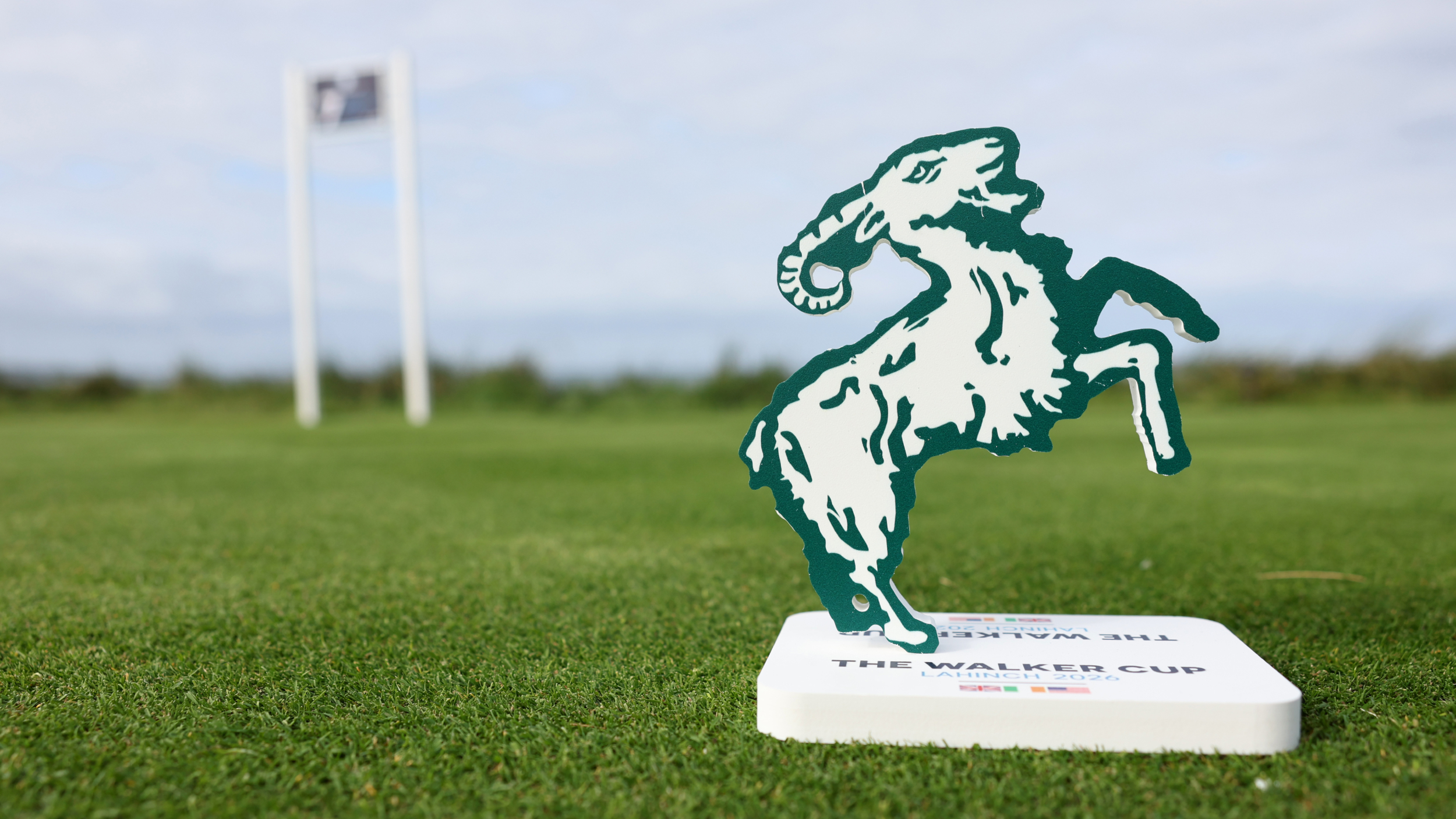 A tee marker at the Walker Cup