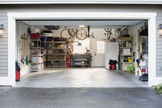 Inside of a large garage