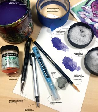 A selection of watercolour tools