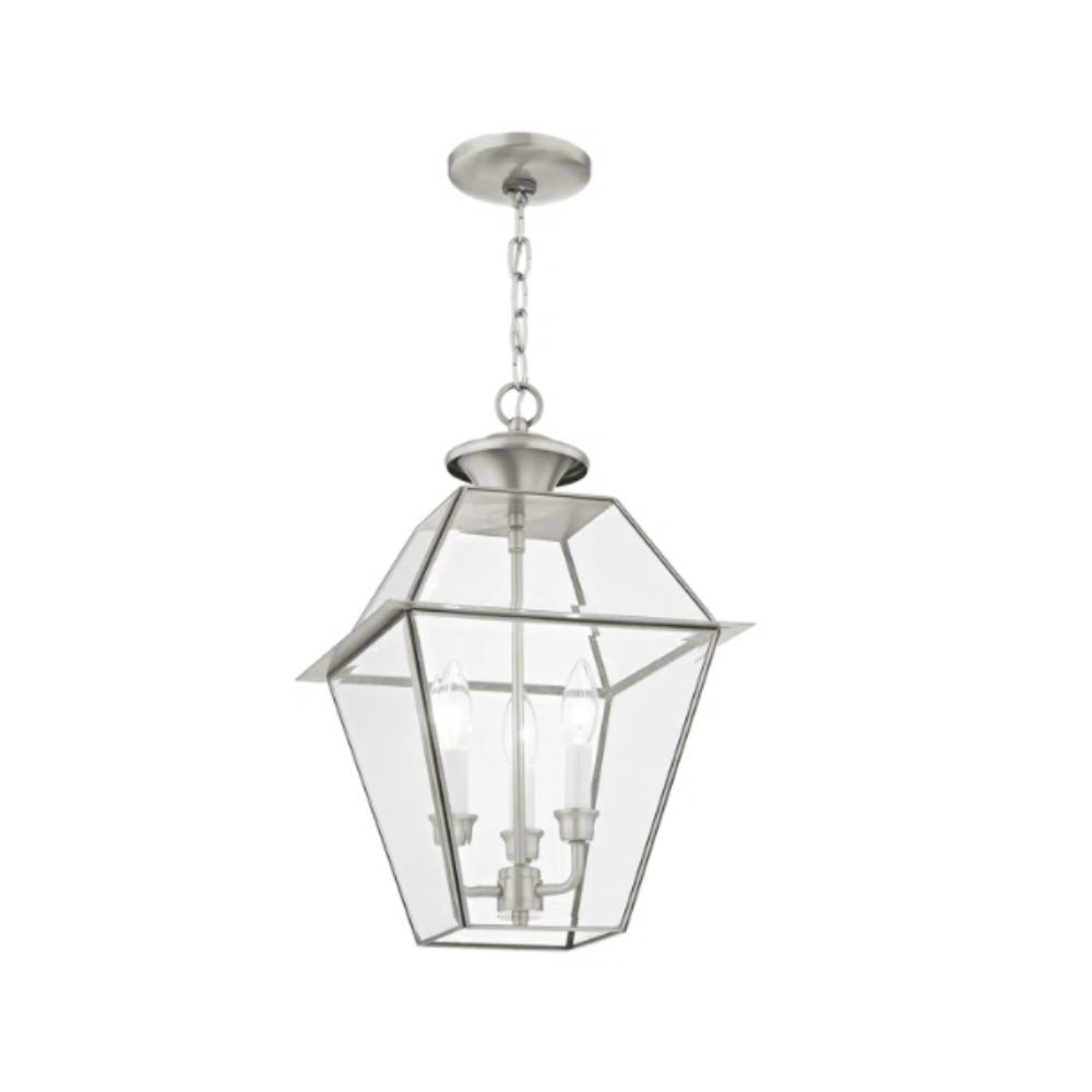 silver outdoor hanging lantern-style light