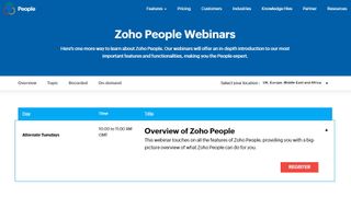 Zoho People Webinars