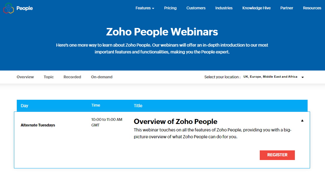 Webinars Zoho People