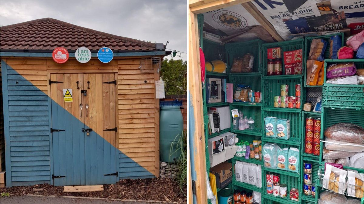 The food bank shed outside and inside