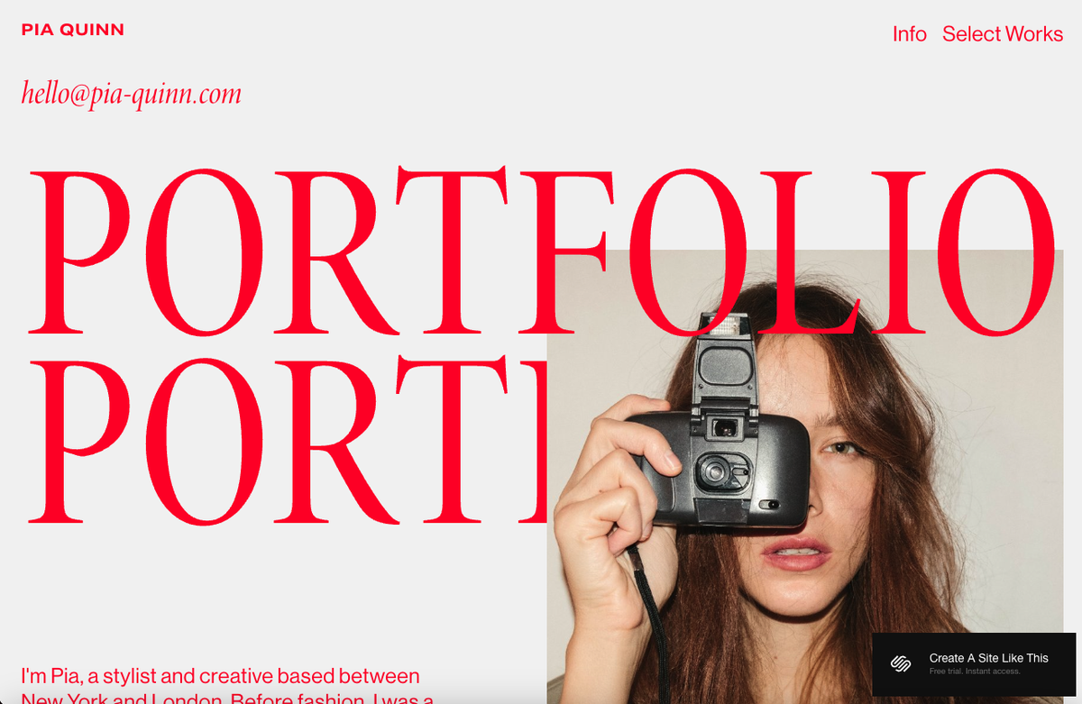 screenshot of Squarespace template