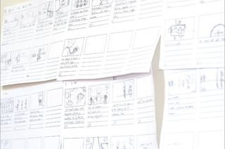 Initial sketches and storyboarding for the birthday campaign. The team saw the narrative of the video as a journey from the early days, when We Love was just an idea, to where the agency is today