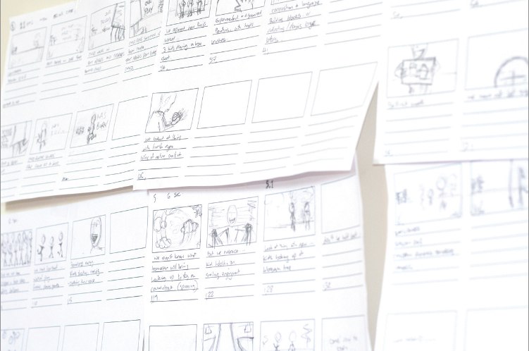 Initial sketches and storyboarding for the birthday campaign. The team saw the narrative of the video as a journey from the early days, when We Love was just an idea, to where the agency is today