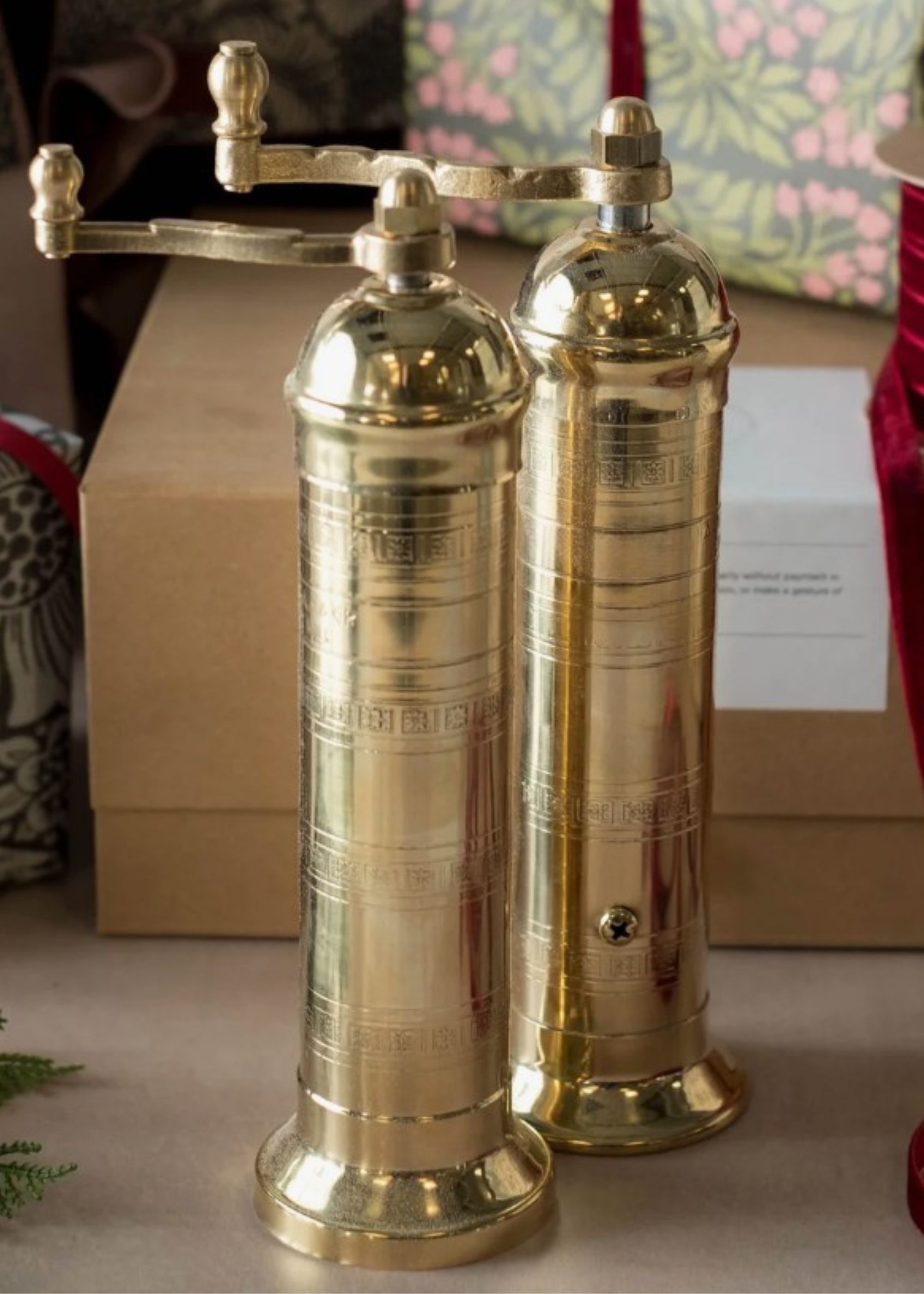 Husdom Home , Brass Salt &amp;amp; Pepper Mill Gift Set