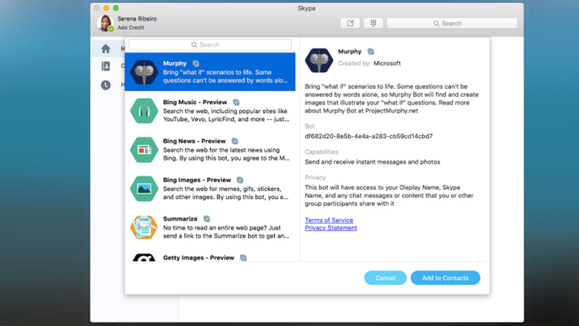 You can now try out Skype Bots on your Mac