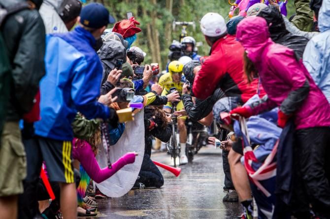 There were plenty of fans trying to get a photo of Rafal Majka (Tinkoff-Saxo) today