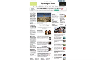 The New York Times website, as screengrabbed by Jon Yabkonski on a large monitor