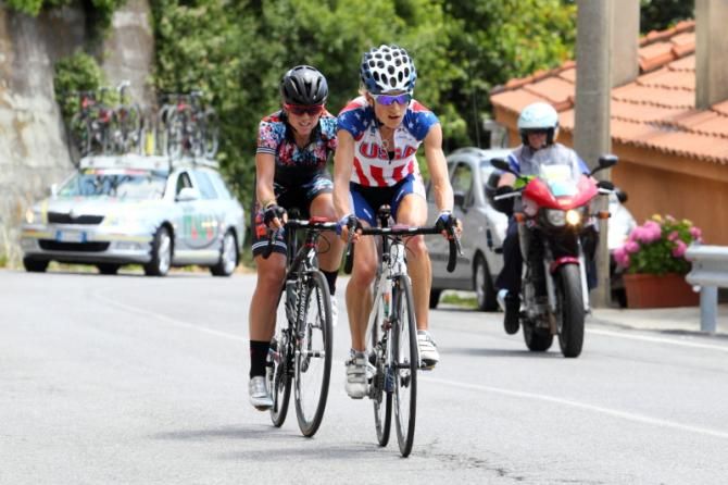 Mara Abbott (United States) attacked and was followed by Evelyn Stevens (Specialized - lululemon)