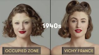 A side by side comparison of the beauty styles prevalent in the occupied zone and Vichy France in the 1940s.