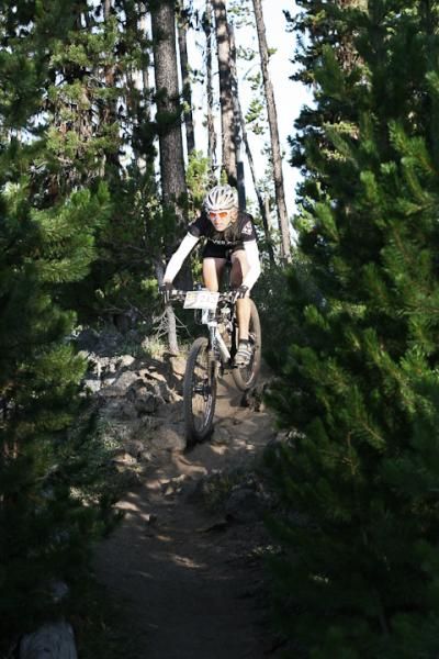 Sue Butler leads the women's race en route to victory at the High Cascades 100.