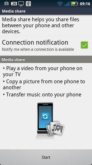 Motorola defy+ media share