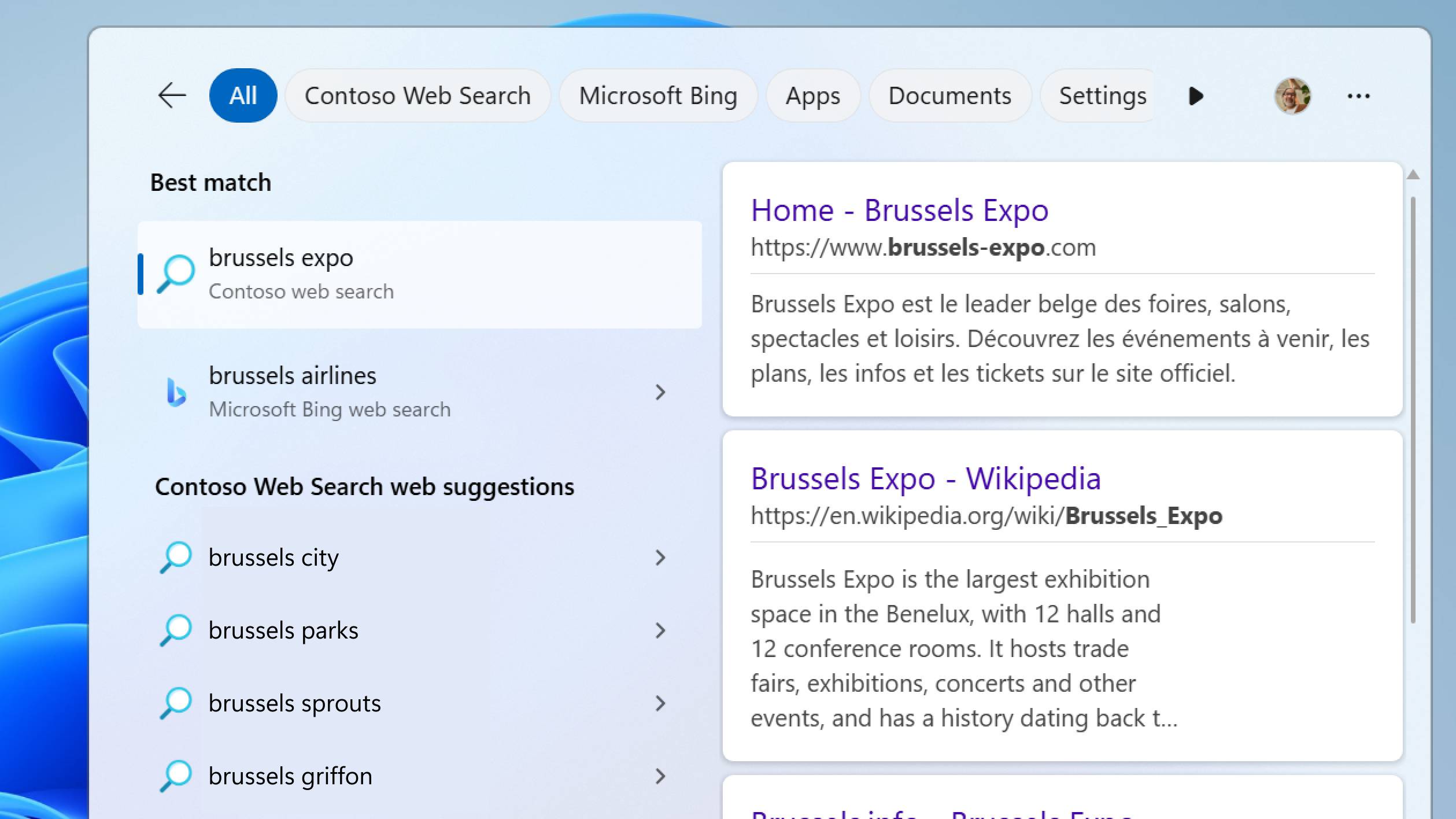 Screenshot of Windows 11 Search Results