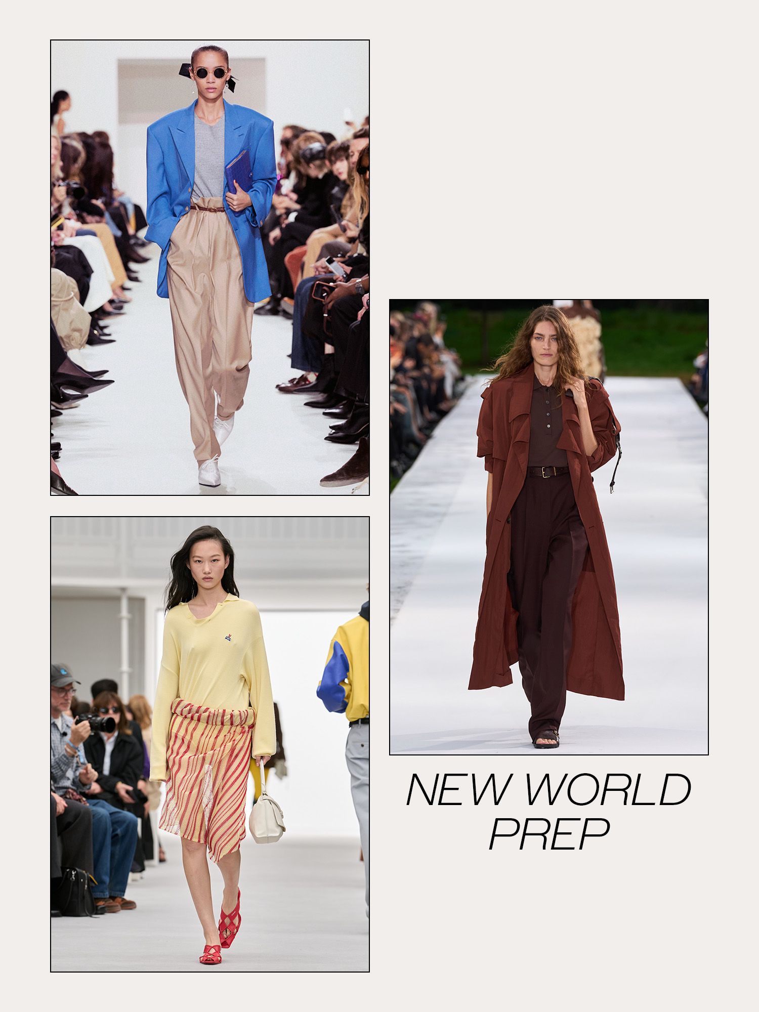 Collage of Paris fashion week spring/summer 2027 runway models.