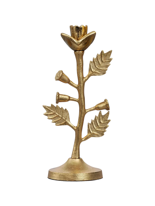 Easter Gold Metal Botanical Taper Candle Holder