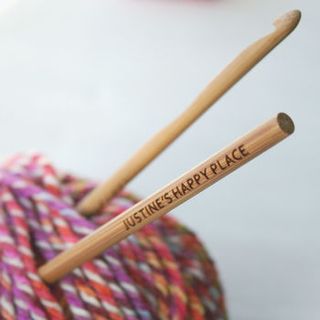 Personalised Happy Place Bamboo Crochet Hook by WOOD PAPER SCISSORS