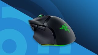 A Razer Basilisk V3 Pro, our pick for the best gaming mouse, against a techradar background