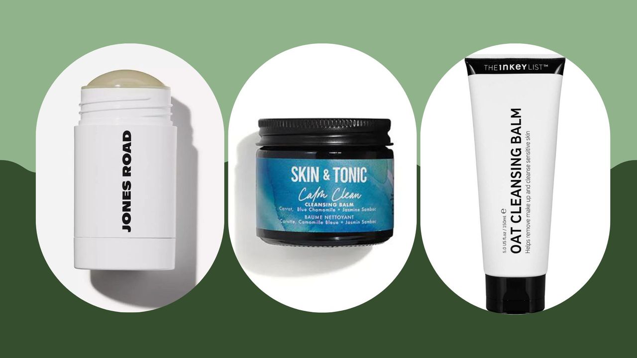 a composite image of the best cleansing balms from Jones Road, Skin &amp; Tonic and The Inkey List