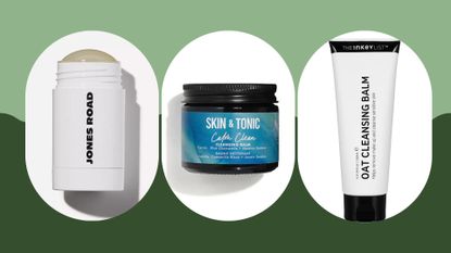 a composite image of the best cleansing balms from Jones Road, Skin & Tonic and The Inkey List