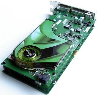 Here you can see that the GeForce 7950 GX2 is made of two graphics boards.