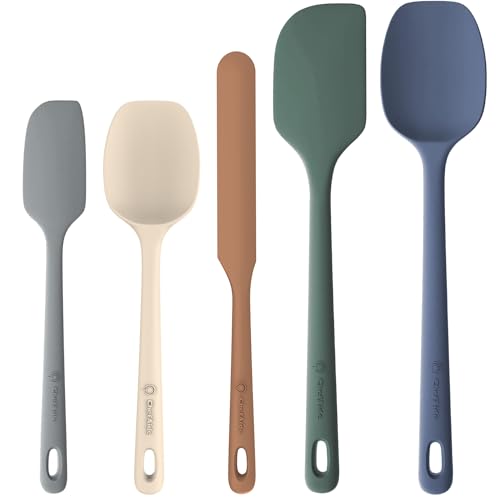 Chefaide 5 Pieces Silicone Spatula Set, Food Grade Rubber Spatula, Upgrade Strong Handle With Ergonomic Grip, Heat Resistant Up to 600&amp;deg;f for Nonstick Cookware, Cooking