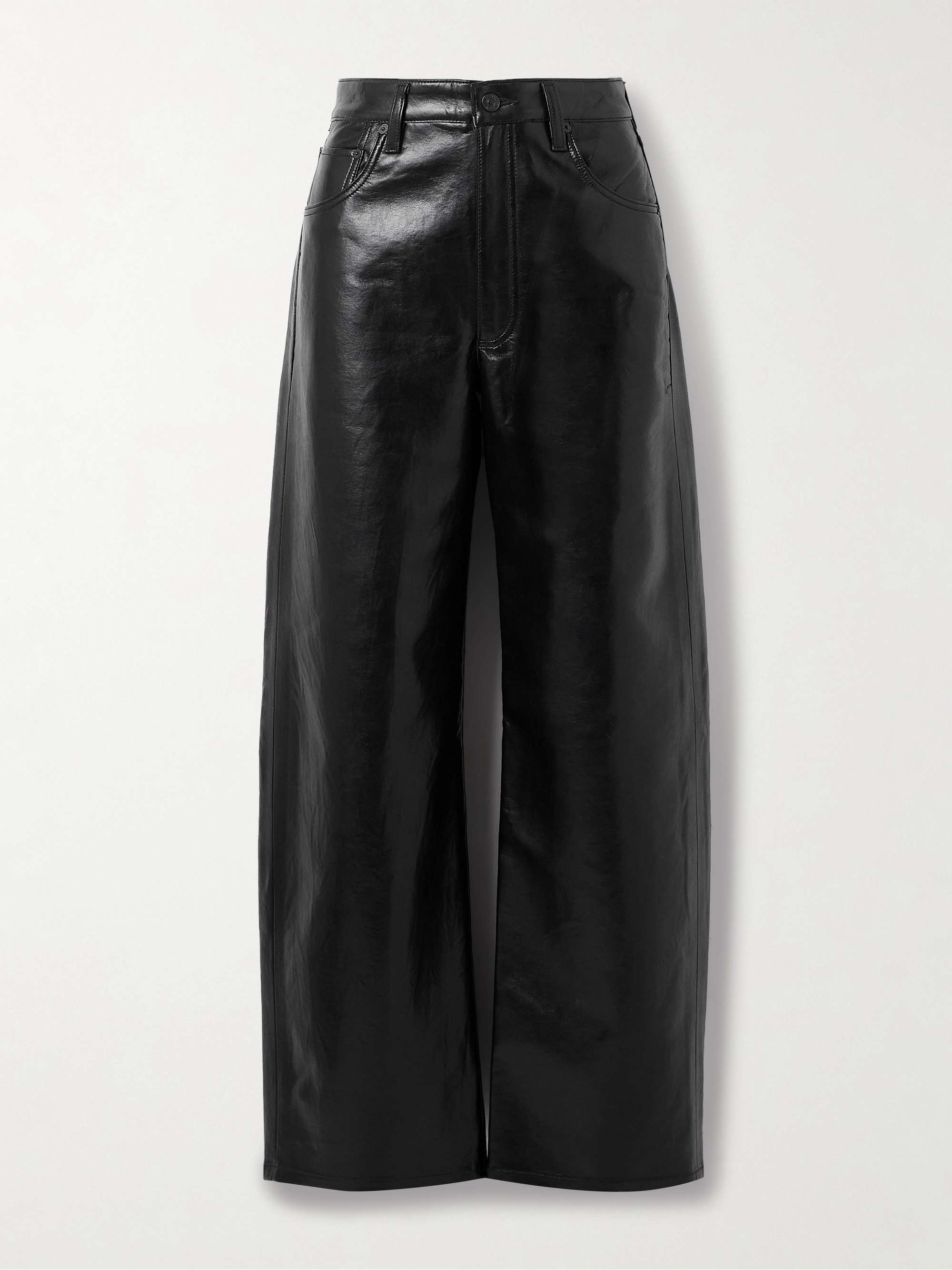 Ayla Baggy Recycled-Leather Wide-Leg Pants