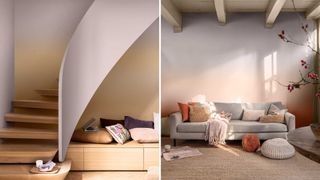 hallway and living rooms showing Dulux Colour of the year 2024 in ombre effect