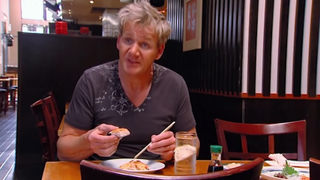 Gordon Ramsay and the sushi pizza in Kitchen Nightmares.