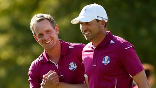 Luke Donald and Sergio Garcia during the 2012 Ryder Cup at Medinah