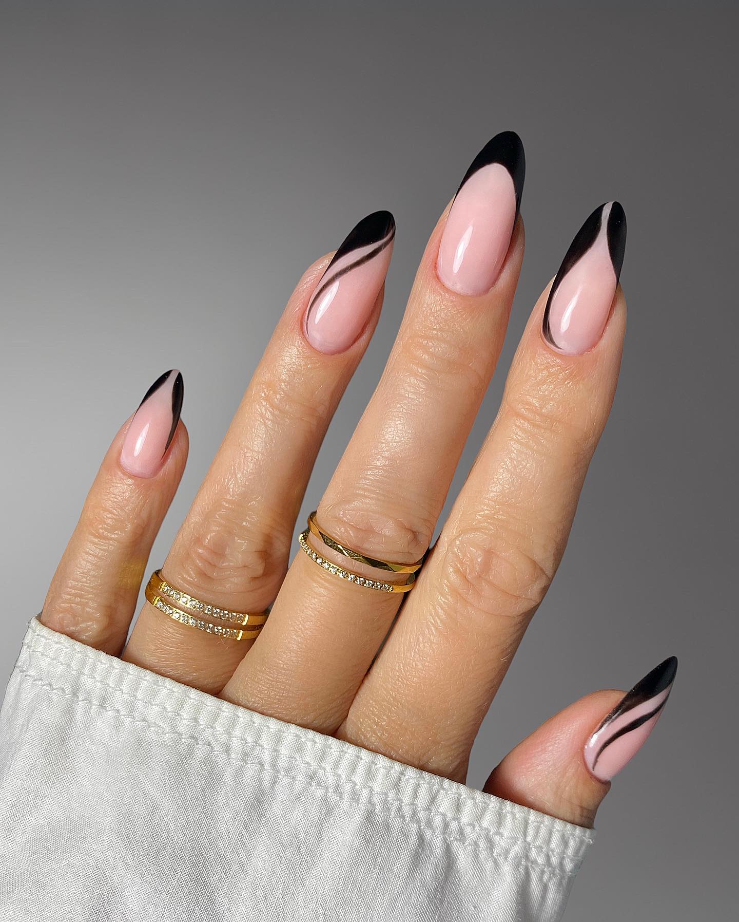 Black nail polish manicure design.