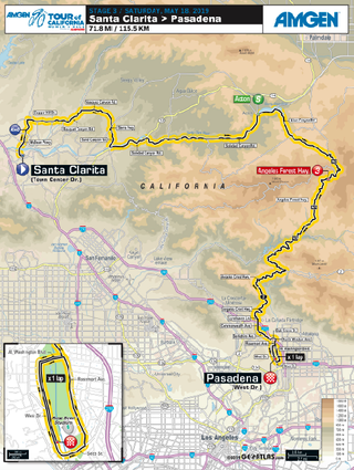 Tour of California Women's Race stage 3 map