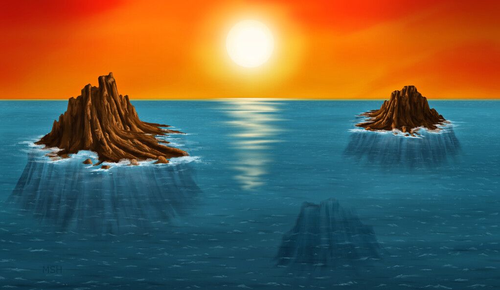 An artist&#039;s depiction of Archaean islands.