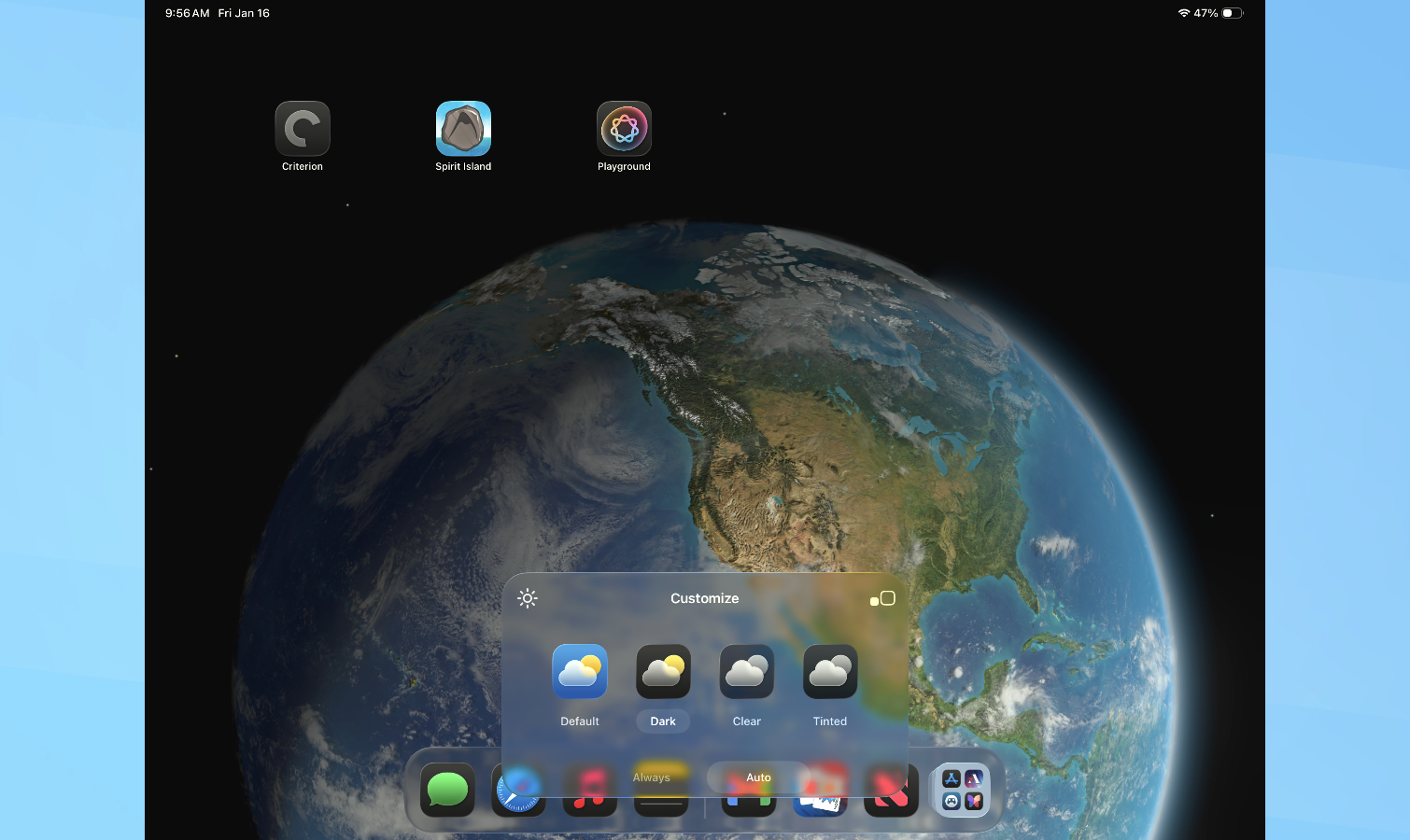 Apple iPad home screen
