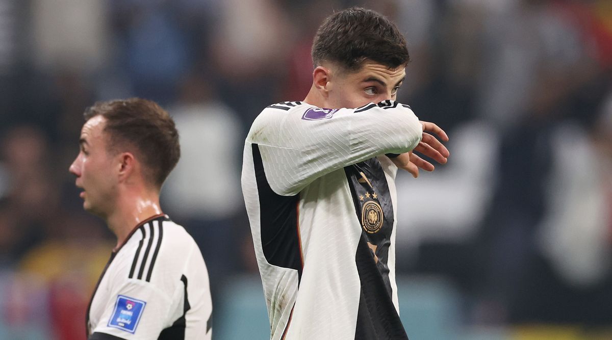 Kai Havertz of Germany looks dejected after their sides&#039; elimination from the tournament during the FIFA World Cup Qatar 2022 Group E match between Costa Rica and Germany at Al Bayt Stadium on December 01, 2022 in Al Khor, Qatar.