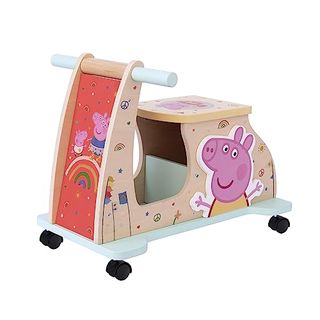 Peppa Pig Wooden Ride on Scooter – Easy-Grip Handles, 4 Wheels, Indoor & Outdoor Fun – Develops Motor Skills & Balance – Sturdy & Durable, Fsc Certified for 12 Months and Up