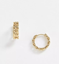 Orelia chain huggie hoop earrings in gold plate - £18 | ASOS