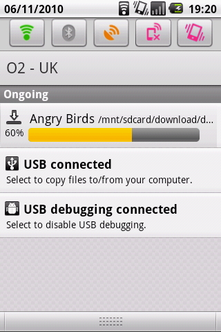 LG optimus one review: downloading