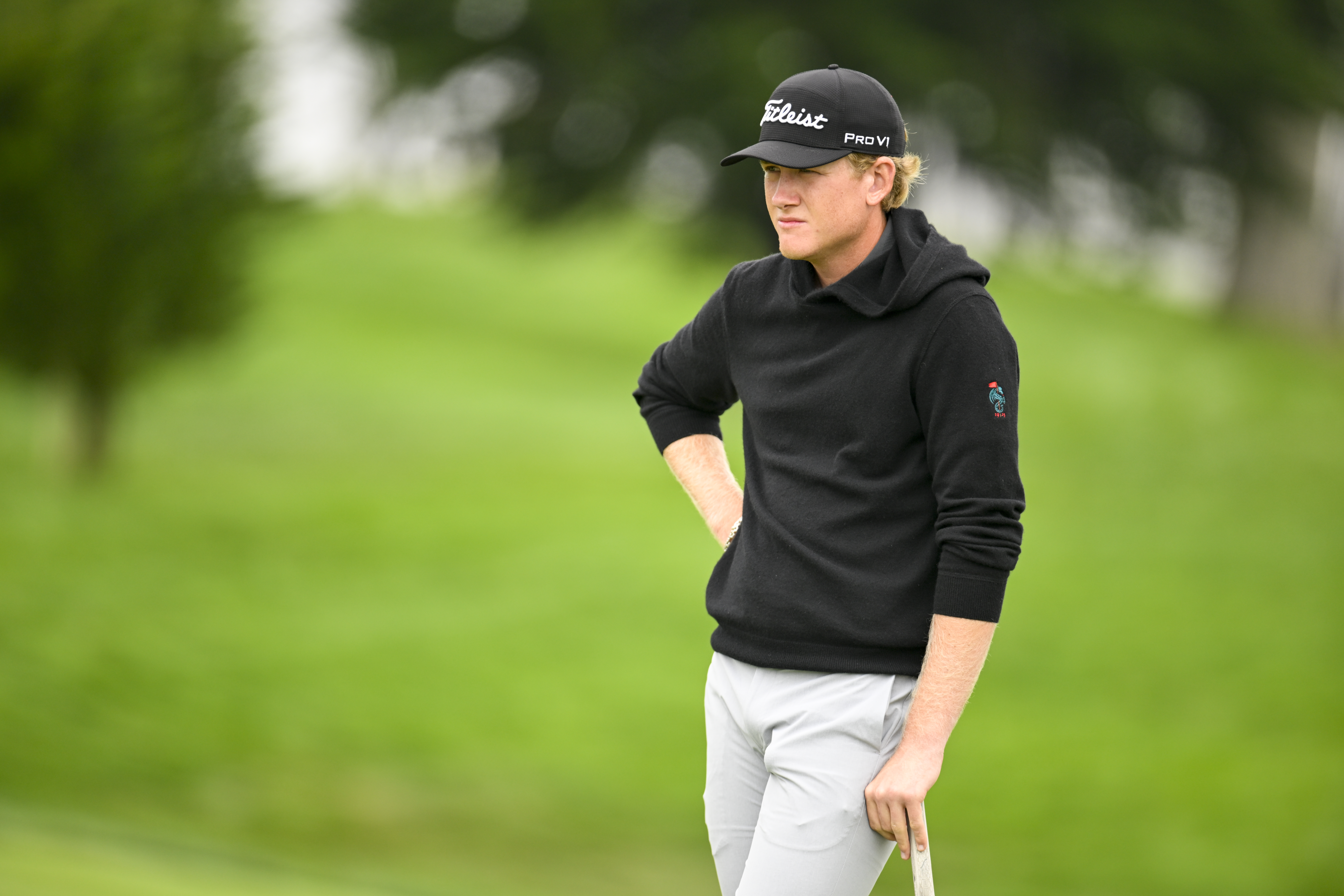 Luke Poulter waiting on the putting green