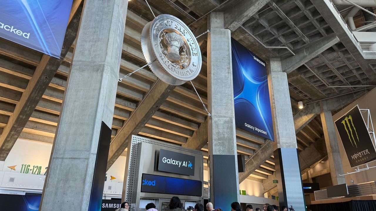 inside the sap center at galaxy unpacked 2025 in san jose