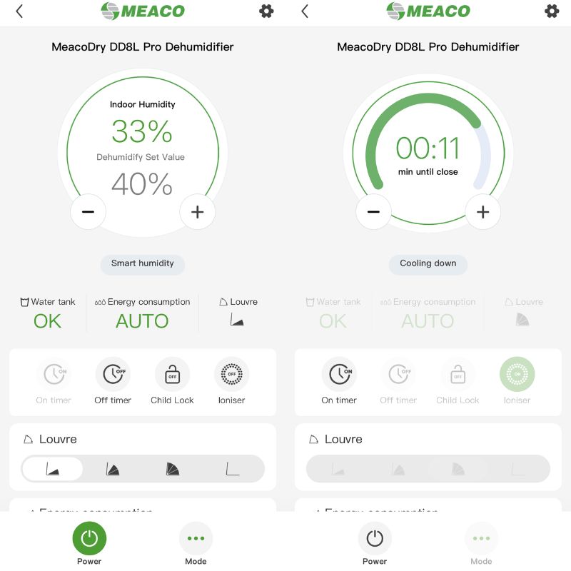 Meaco DD8L Pro Dehumidifer - Meaco app screenshots