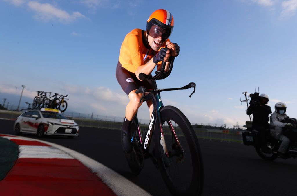 OYAMA JAPAN JULY 28 Tom Dumoulin of Team Netherlands rides during the Mens Individual time trial on day five of the Tokyo 2020 Olympic Games at Fuji International Speedway on July 28 2021 in Oyama Shizuoka Japan Photo by Tim de WaeleGetty Images