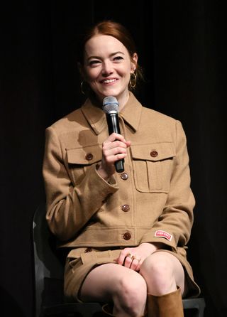 Emma Stone Brown Skirt-Suit