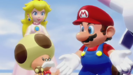 Super Mario Sunshine screenshot showing peach mario and toadsworth
