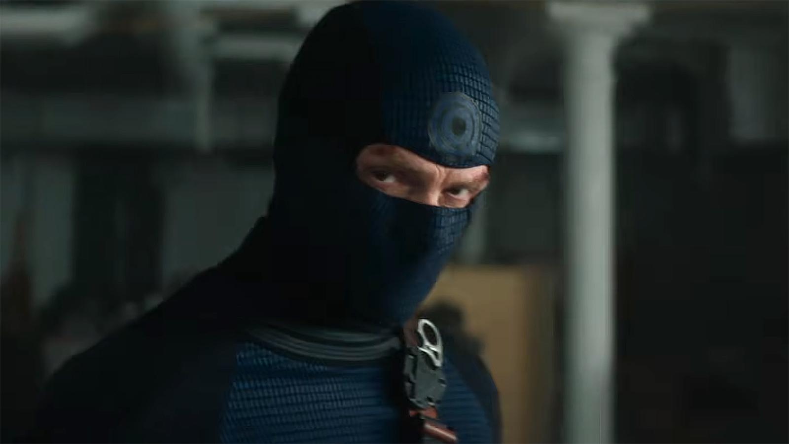 Bullseye glaring at someone off-camera in Daredevil: Born Again season 2