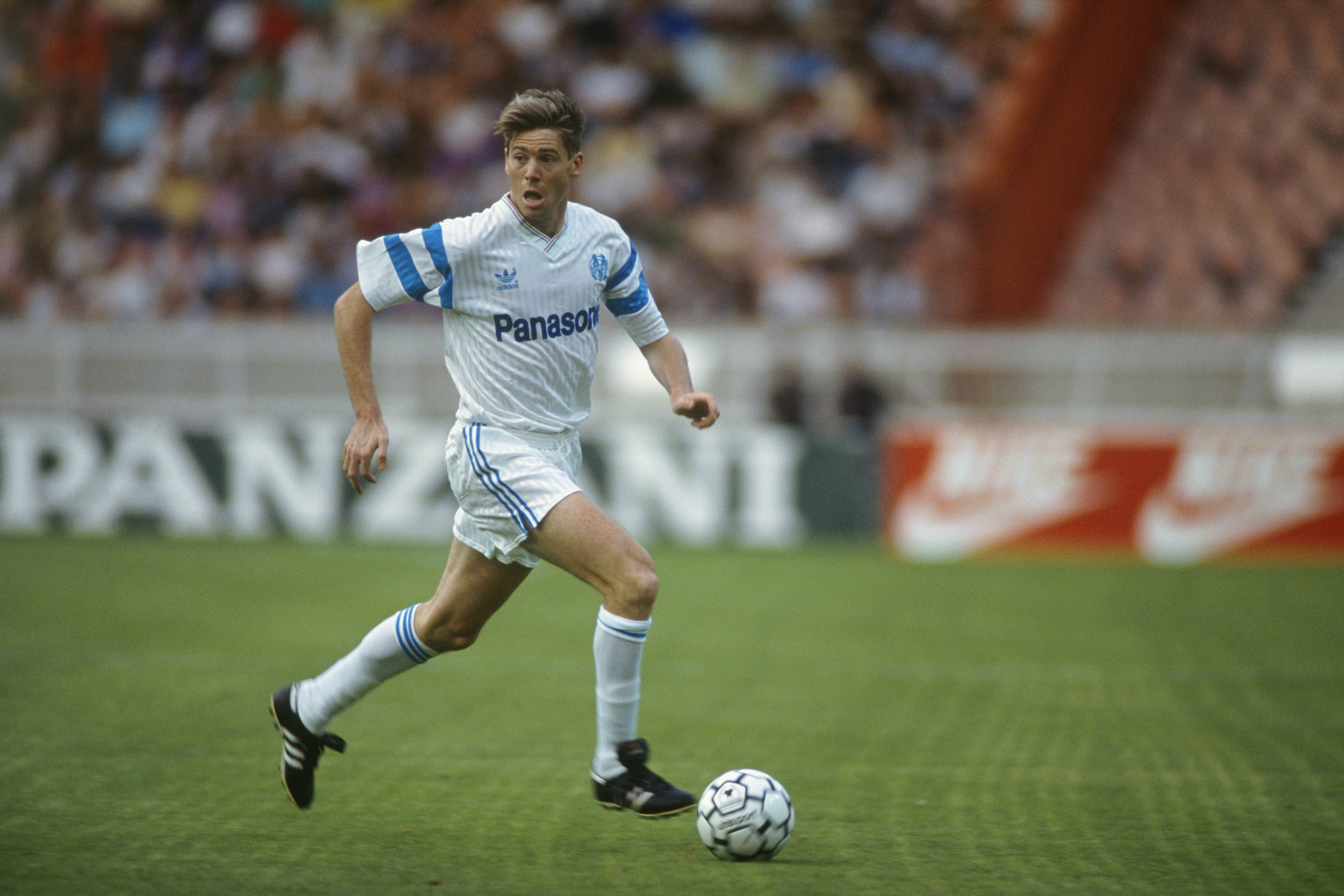 Chris Waddle in action for Marseille in June 1990.