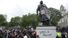 Defaced Churchill statue