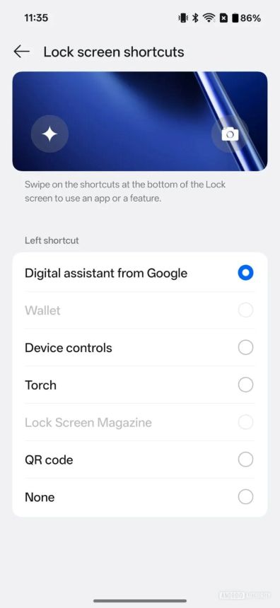 lockscreen shortcut for Gemini on the OnePlus 13s